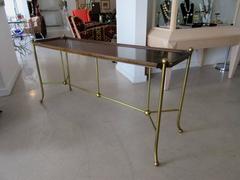 Mastercraft Brass and Burl Wood Console