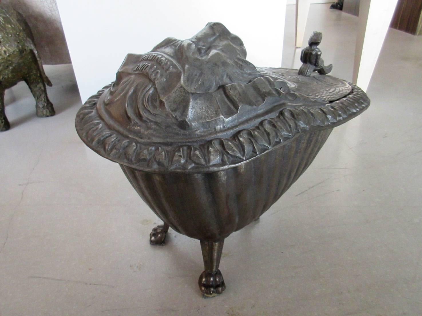 19th Century French Cast Iron Coal Scuttle 1