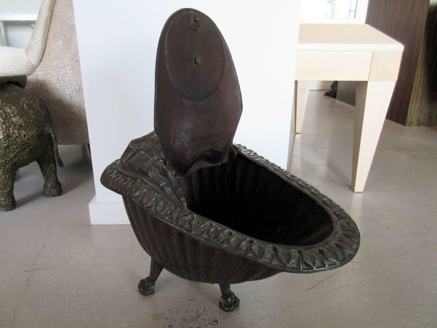 19th Century French Cast Iron Coal Scuttle 3