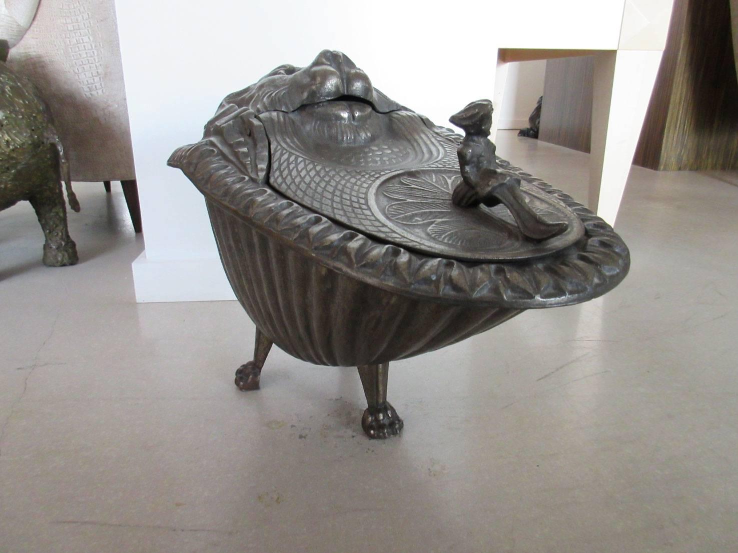 19th Century French Cast Iron Coal Scuttle 2