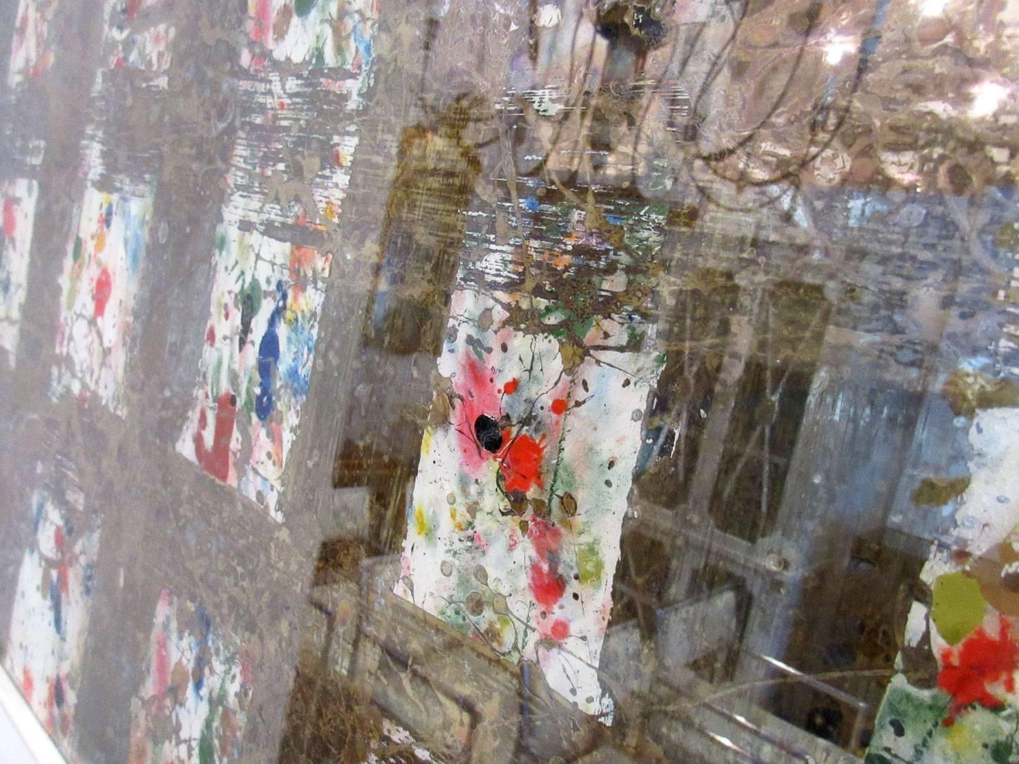 Contemporary Pair of Custom Reverse-Painted Mirrors, 'City Windows'