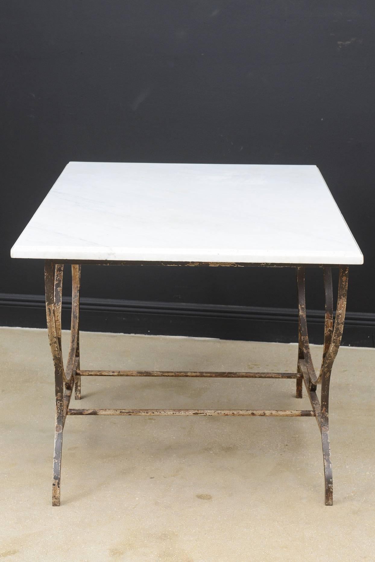 French Art Deco Marble and Iron Table 1