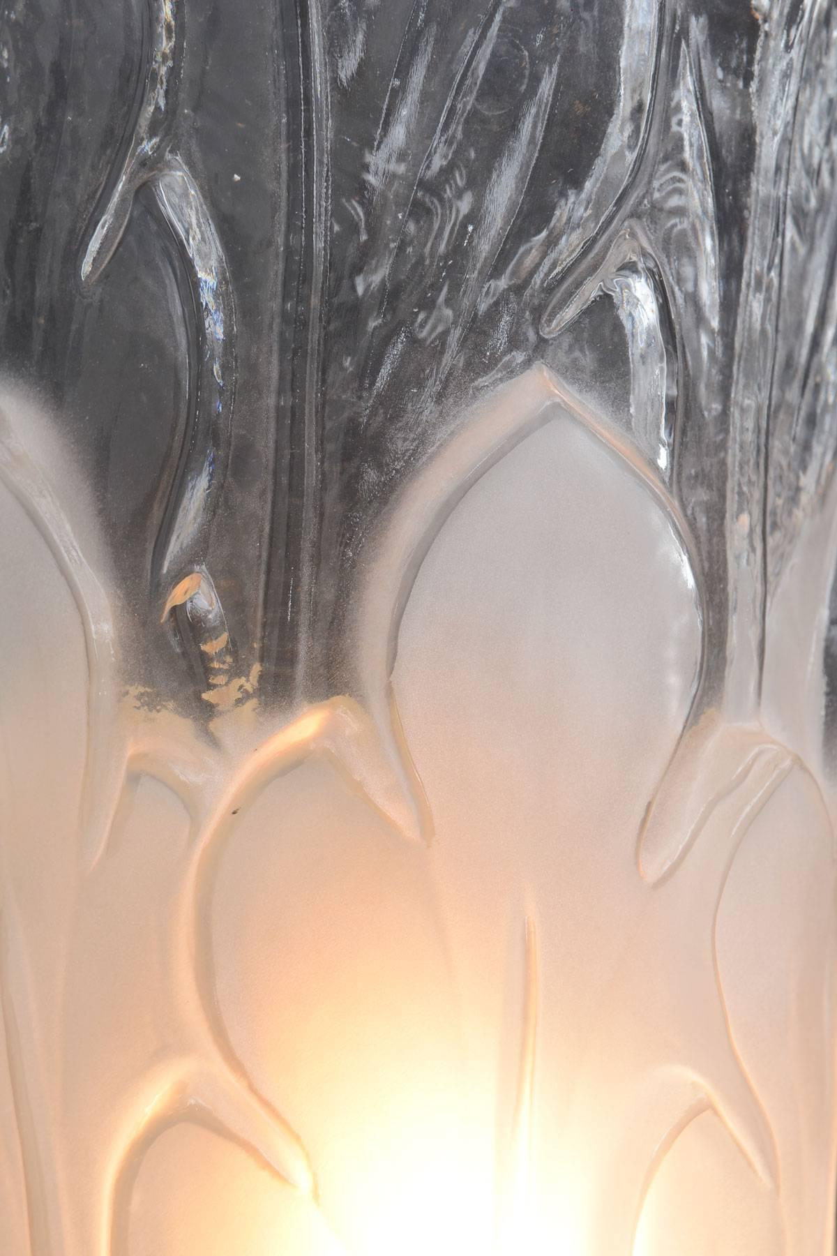 Pair of Deco-Style Frosted and Clear Glass Sconces 2