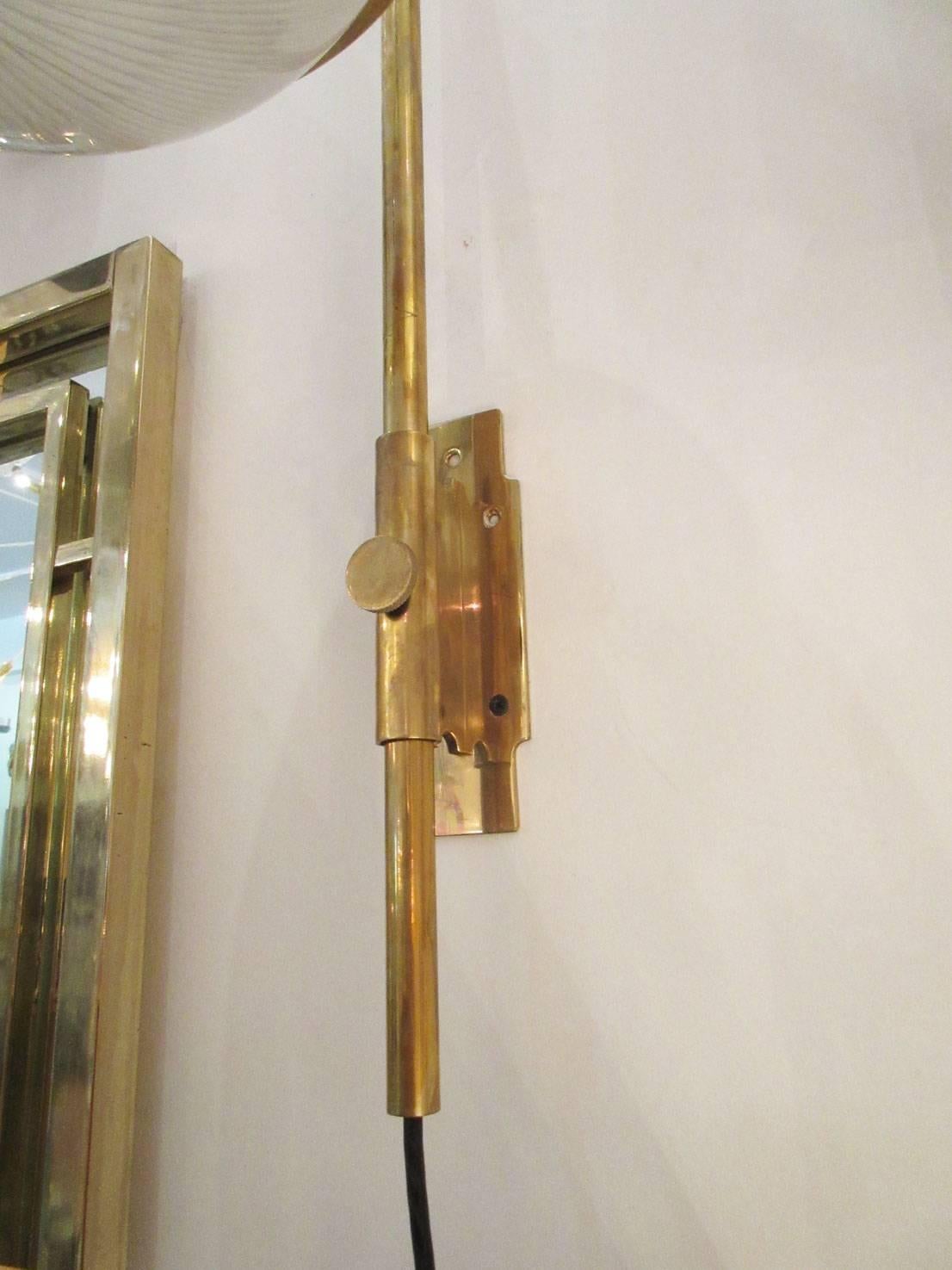 Pair of Sergio Mazza Italian Glass and Brass Delta Sconces by Artemide For Sale 4