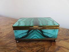 Vintage French Faux Malachite Glass Box