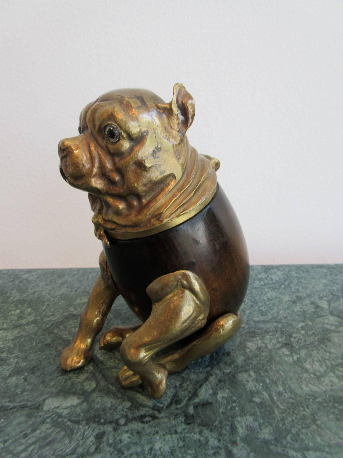 Signed Brass Arthur Court Dog, Humidor Box In Good Condition For Sale In West Palm Beach, FL