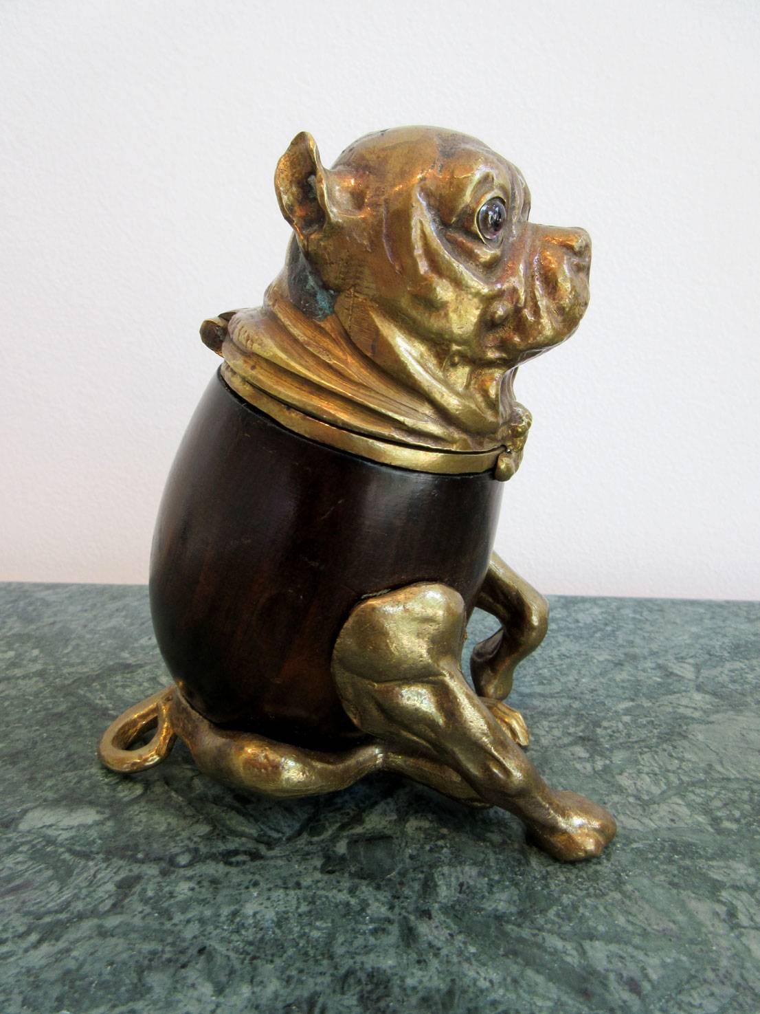 Mid-Century Modern Signed Brass Arthur Court Dog, Humidor Box For Sale