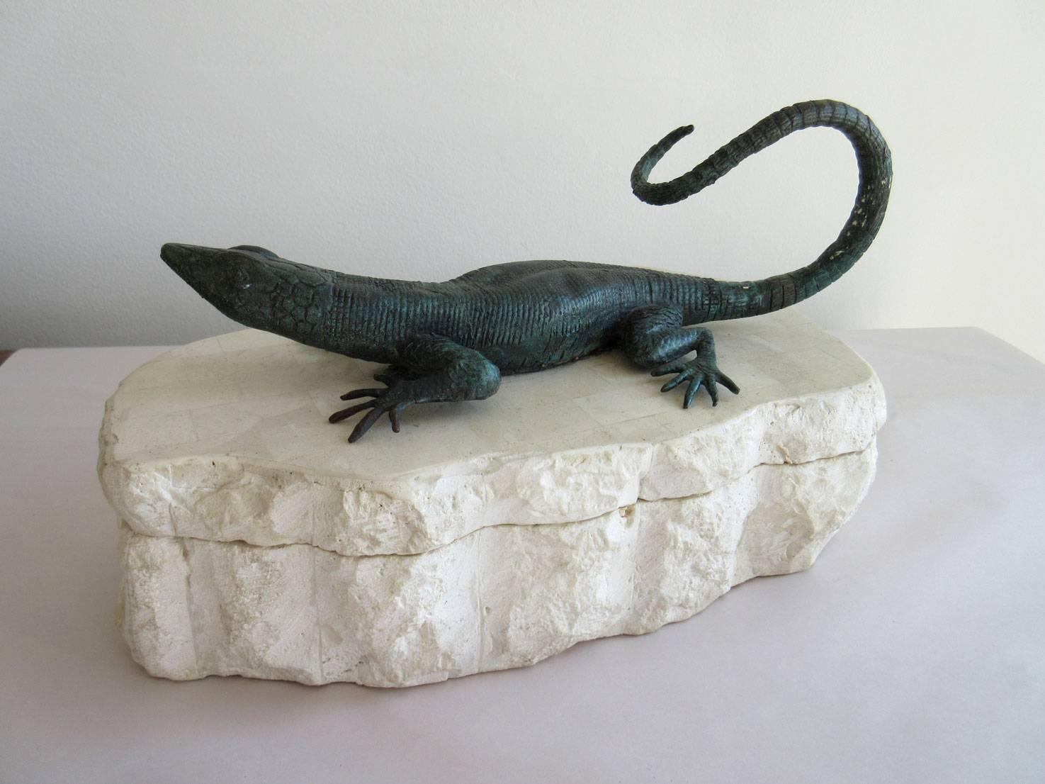 Vintage Maitland-Smith Lizard Box In Good Condition For Sale In West Palm Beach, FL