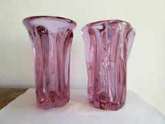 Pair of Cenedese Alexandrite Murano Glass Vases