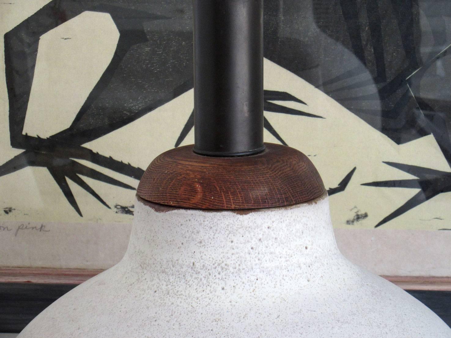 Pair of Gigantic Mid-Century Modern Pottery Lamps In Good Condition In West Palm Beach, FL