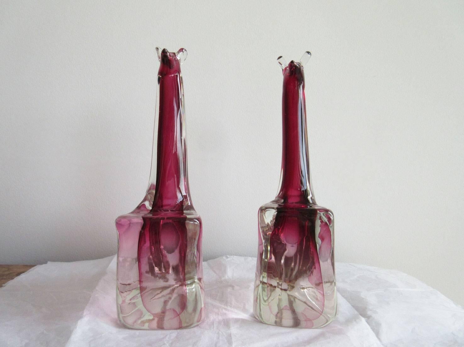 Italian Pair of Murano Glass Kangaroos, Alfredo Barbini For Sale