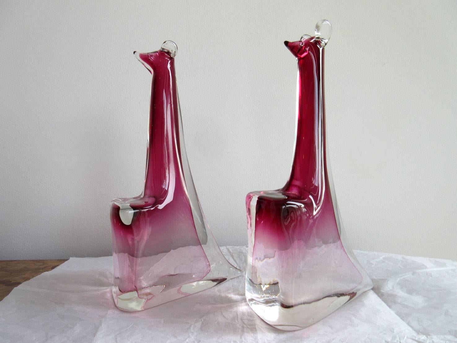 Mid-Century Modern Pair of Murano Glass Kangaroos, Alfredo Barbini For Sale