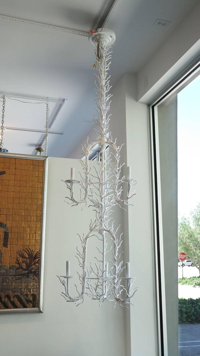 Mid-Century Modern Vintage White Faux Coral Chandelier For Sale