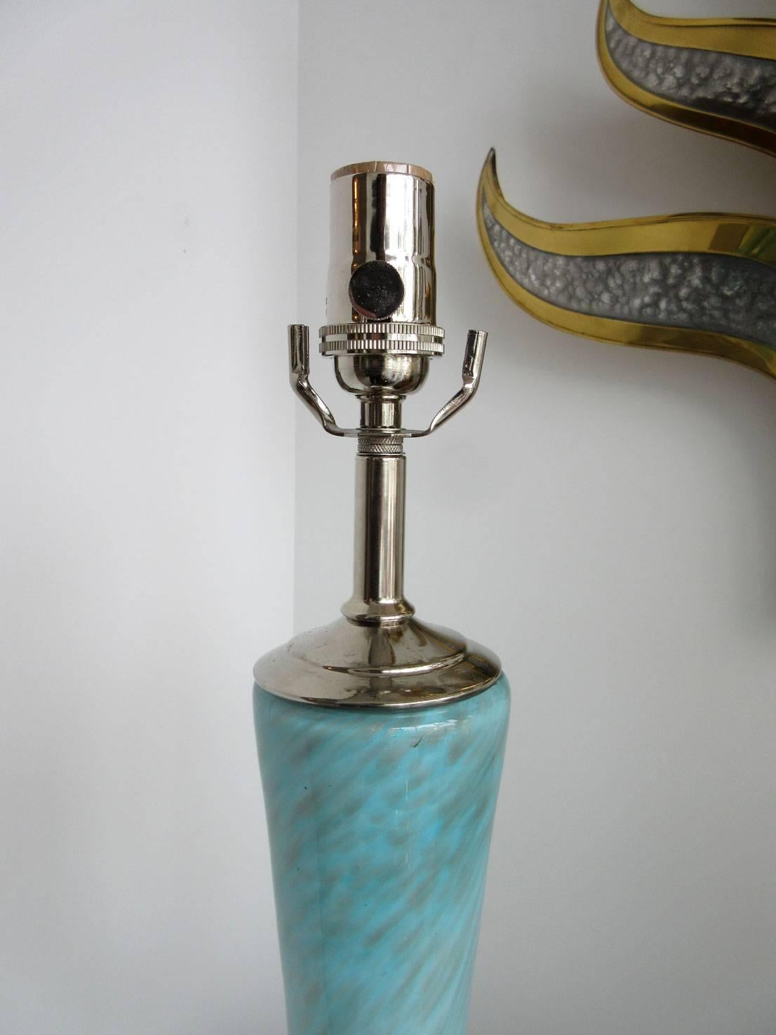 Mid-Century Modern Vintage Murano Blue Lamp For Sale