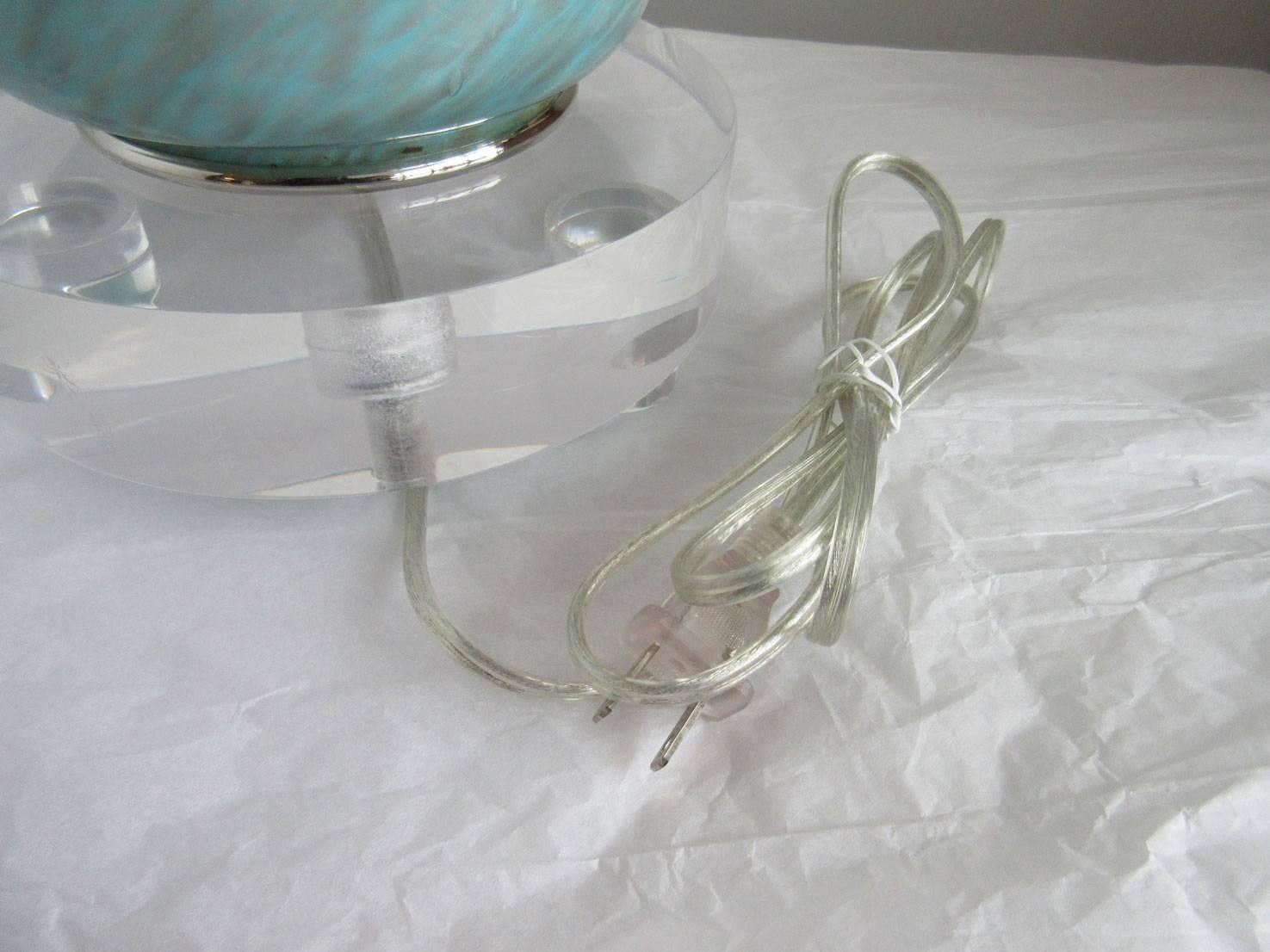 Vintage Murano Blue Lamp In Good Condition For Sale In West Palm Beach, FL