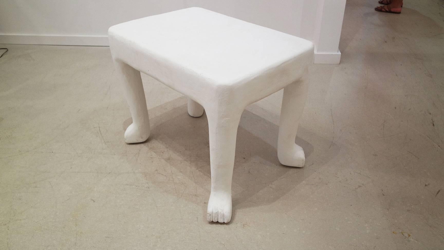 Authentic white plaster John Disckinson side table. The table has been vetted by the Estate of John Dickinson.