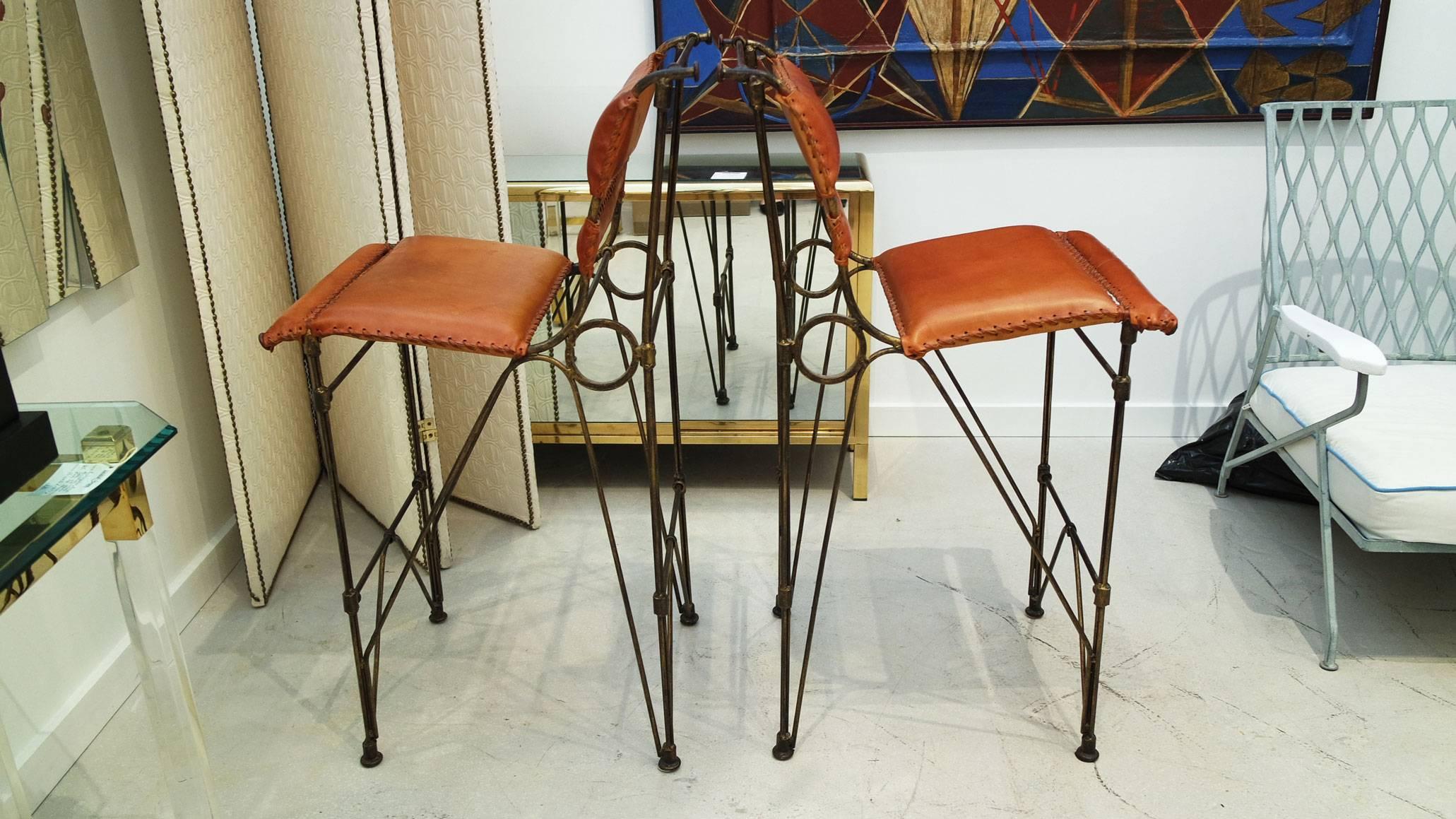 Late 20th Century Pair of Ilana Goor Bar Stools For Sale
