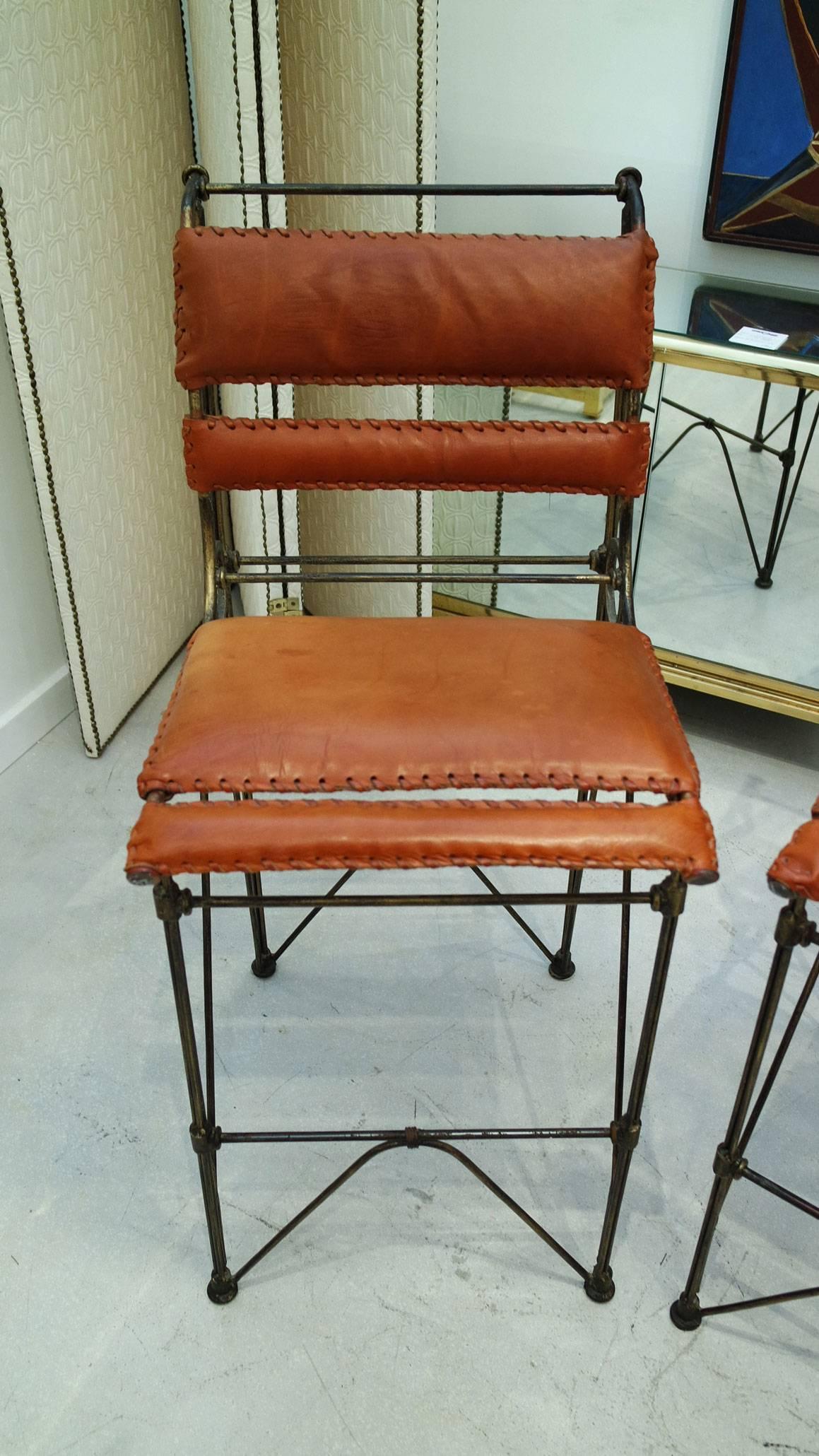 Pair of Ilana Goor Bar Stools In Good Condition For Sale In West Palm Beach, FL