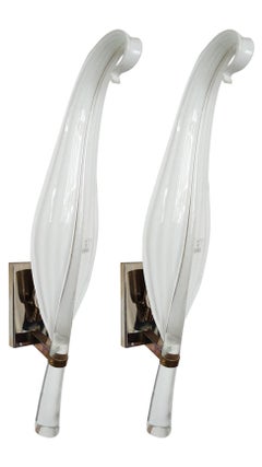 Pair of Vintage Murano Glass Leaf Sconces- Vetri