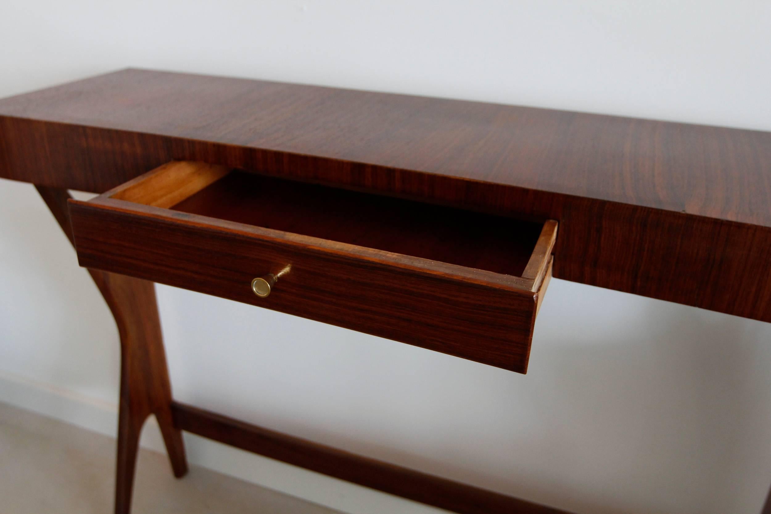 Mid-Century Modern Italian Wooden Console In Good Condition For Sale In West Palm Beach, FL