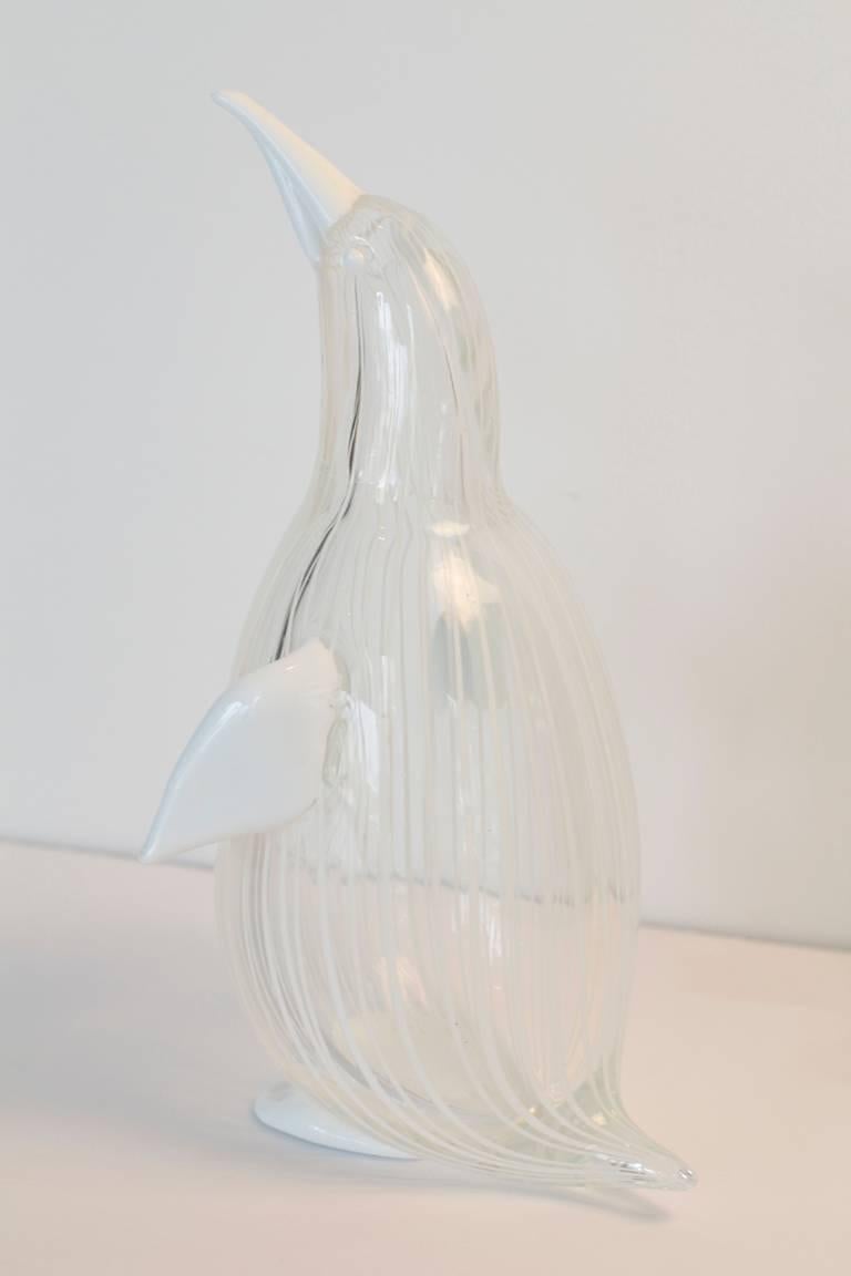 20th Century Licio Zanetti Signed Murano Glass Penguin For Sale