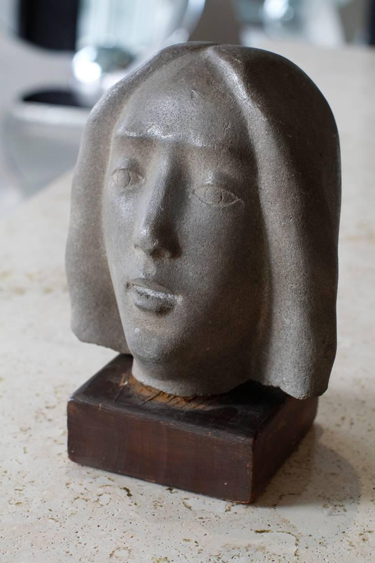 Art Deco Granite Woman's Head, circa 1930s For Sale 2
