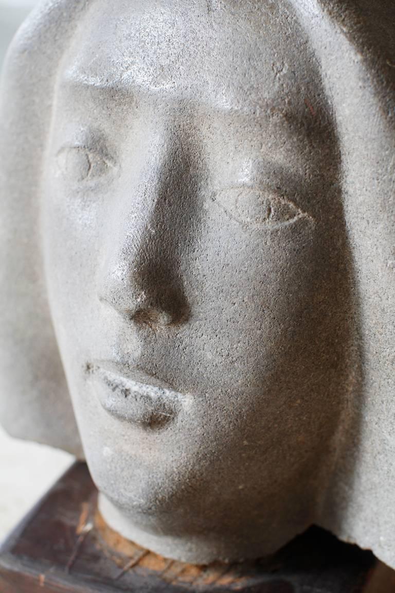 Art Deco Granite Woman's Head, circa 1930s For Sale 3