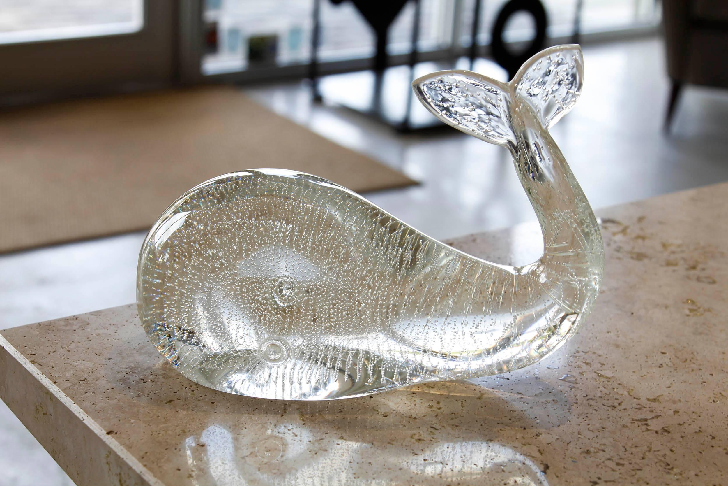 Licio Zanetti Signed Murano Glass Whale In Good Condition For Sale In West Palm Beach, FL