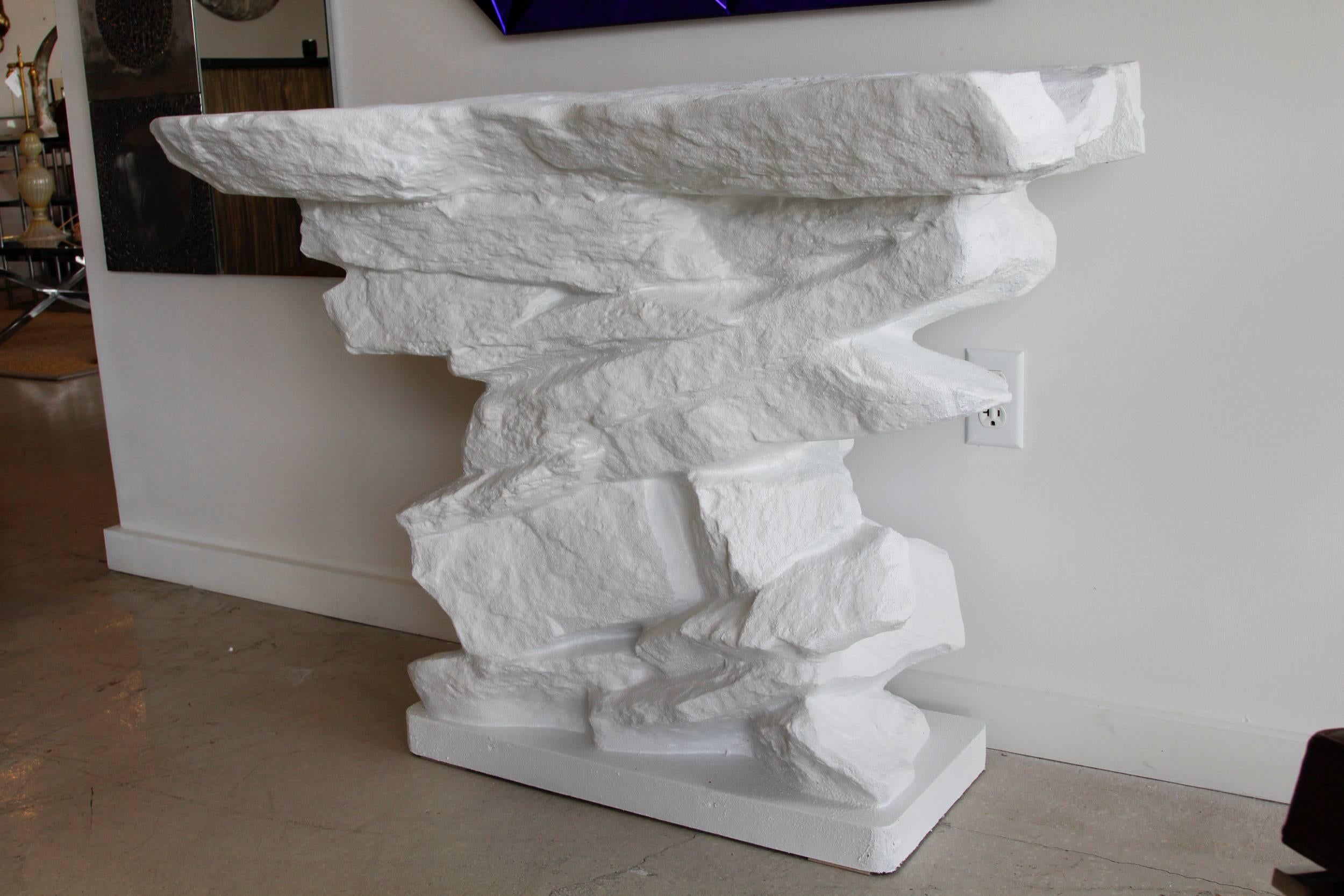Sirmos Plaster Quarry Rock Console Table In Good Condition In West Palm Beach, FL