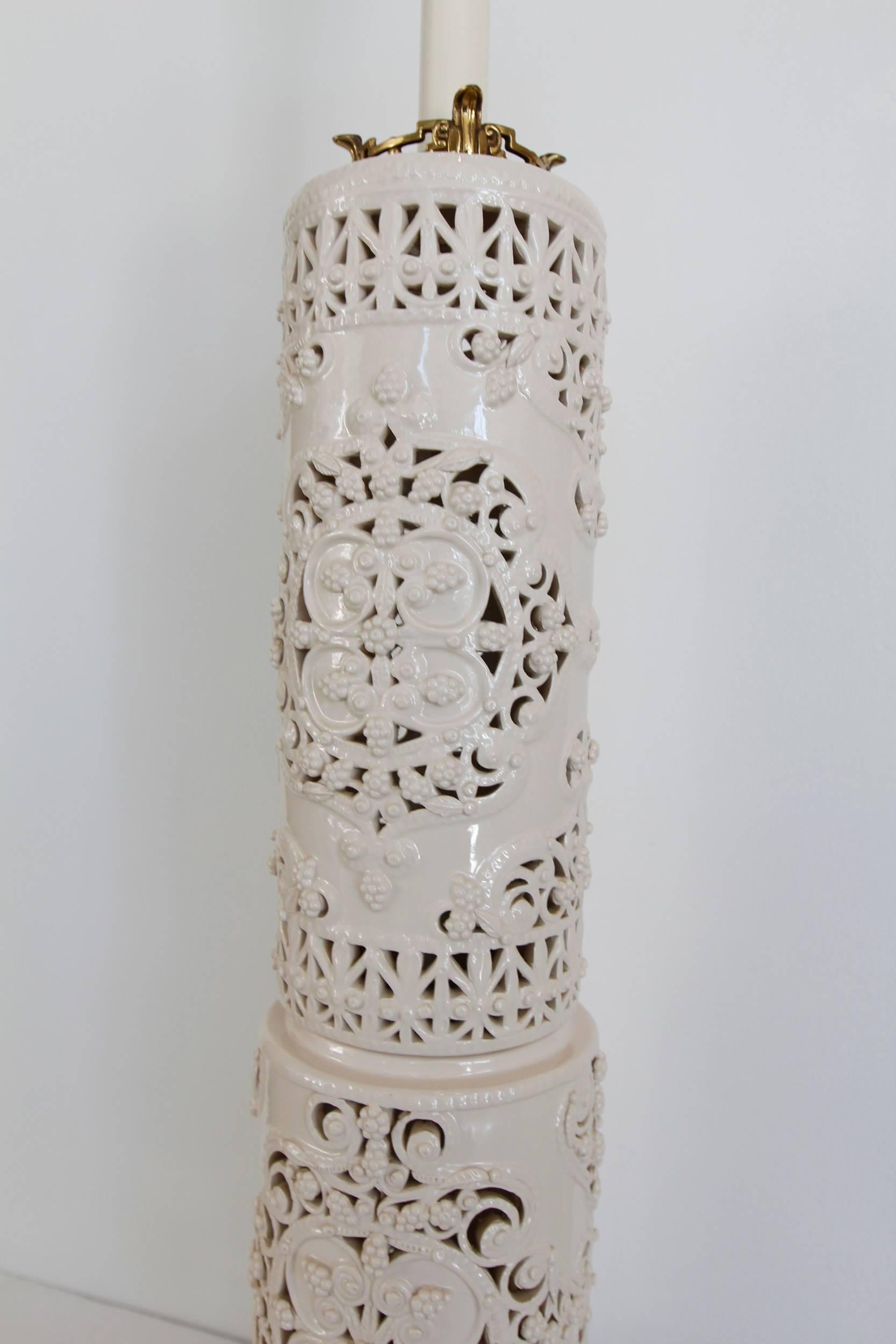 Mid-Century Modern Pair of Vintage Asian Ceramic Lamps