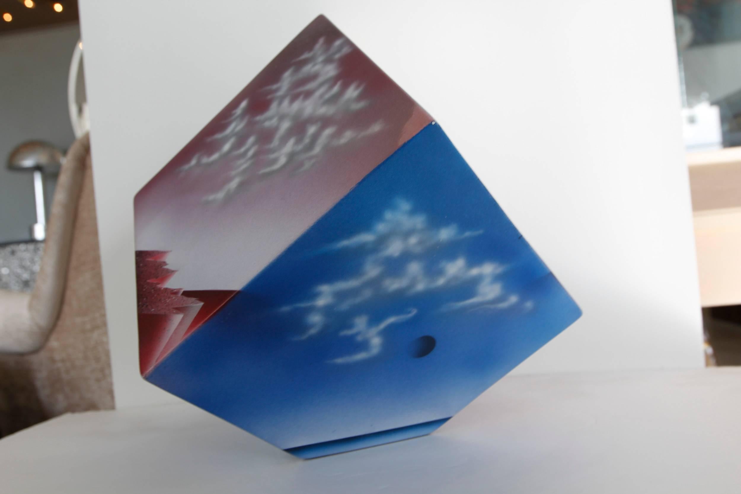 Ceramic Cube Sculpture with Atmospheric Images For Sale 1