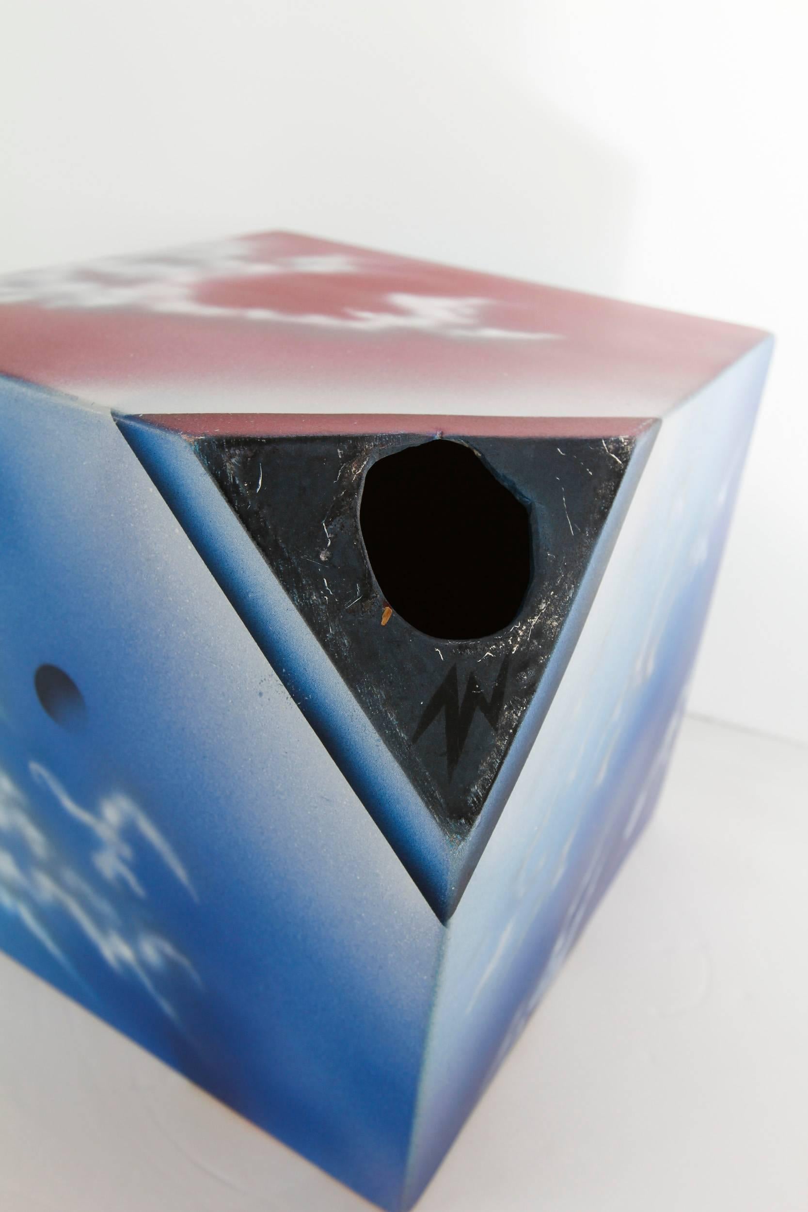 Ceramic Cube Sculpture with Atmospheric Images For Sale 3