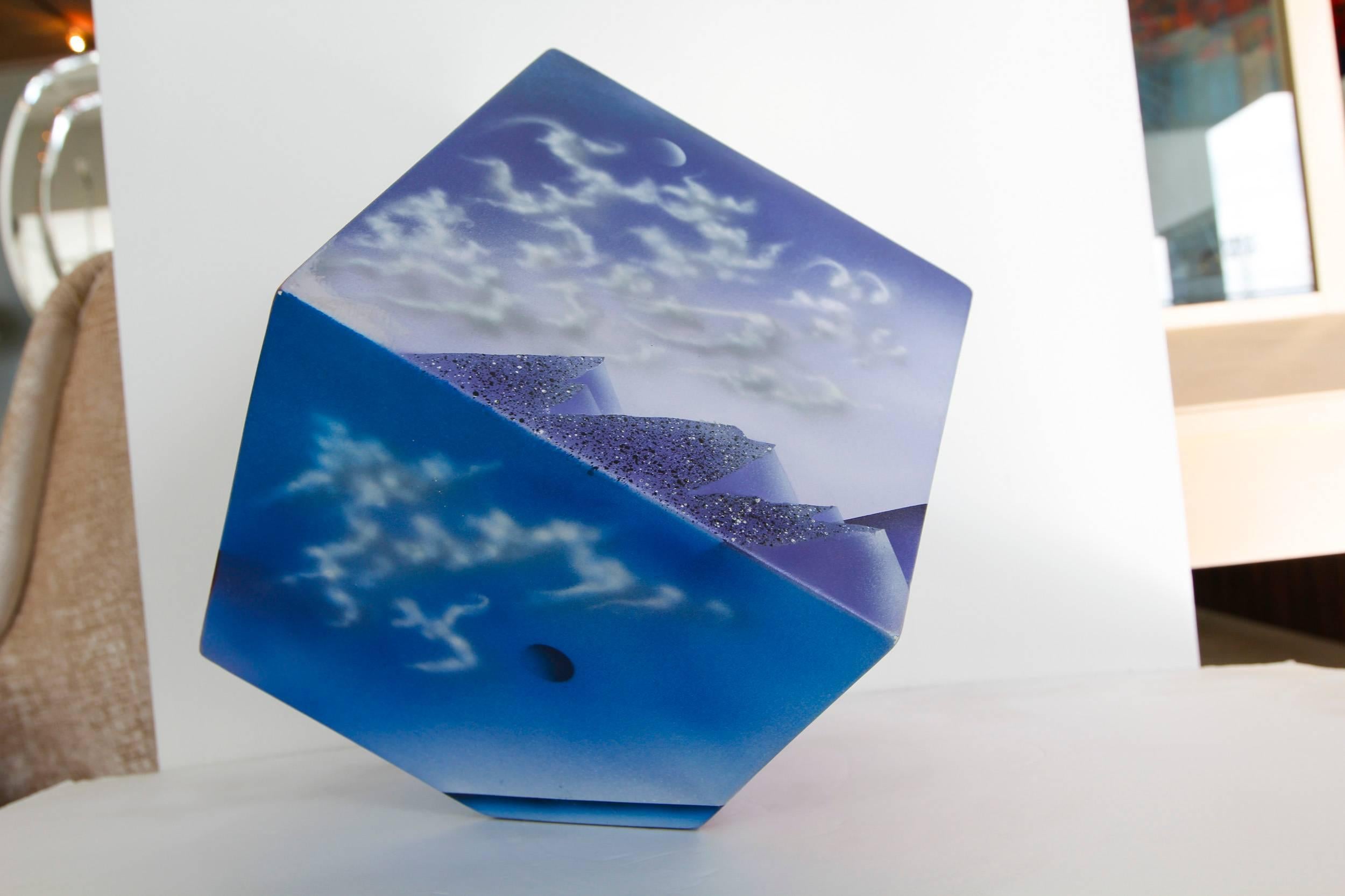 Ceramic Cube Sculpture with Atmospheric Images For Sale 2