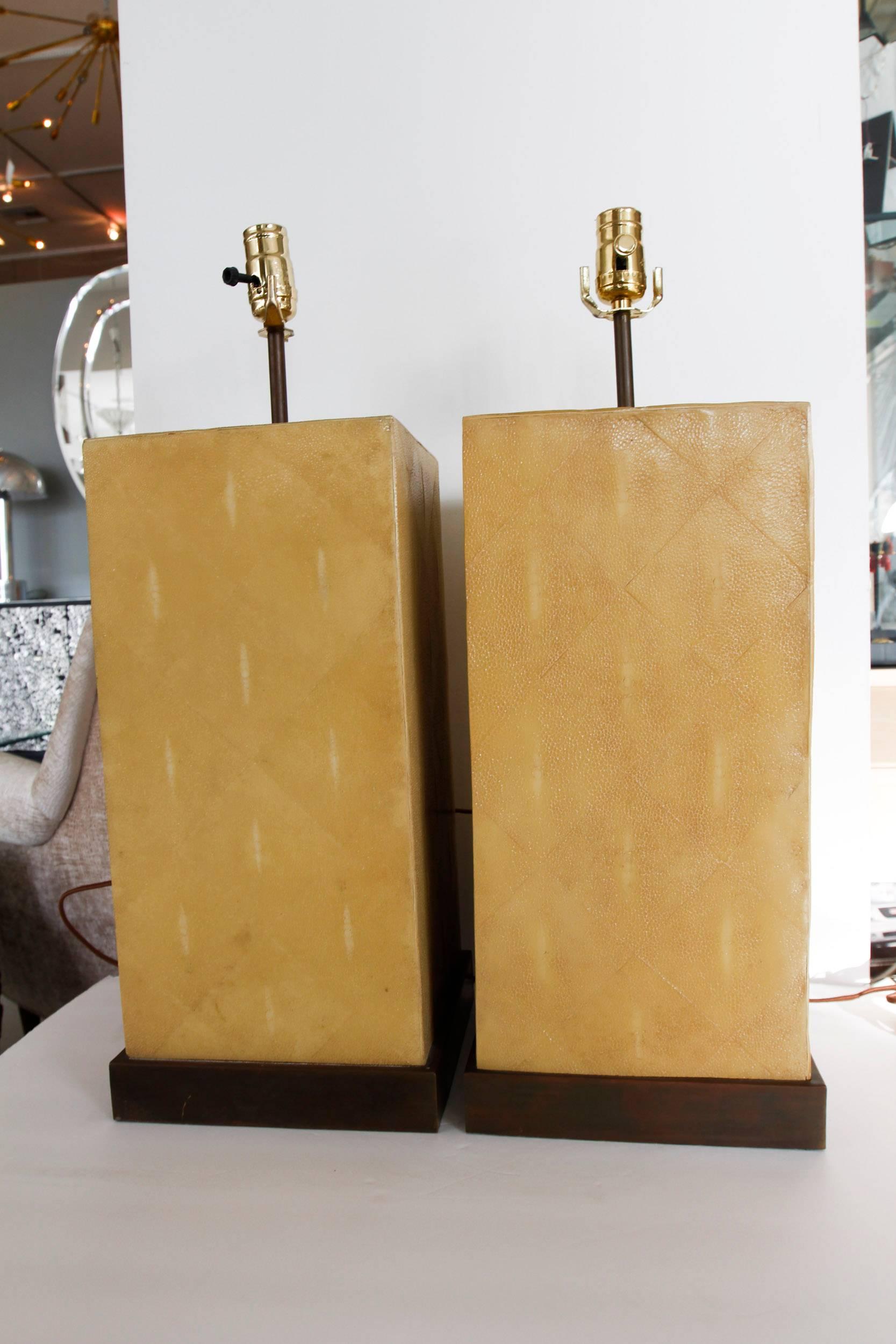 Pair of Stingray Lamps-- Shagreen For Sale 3