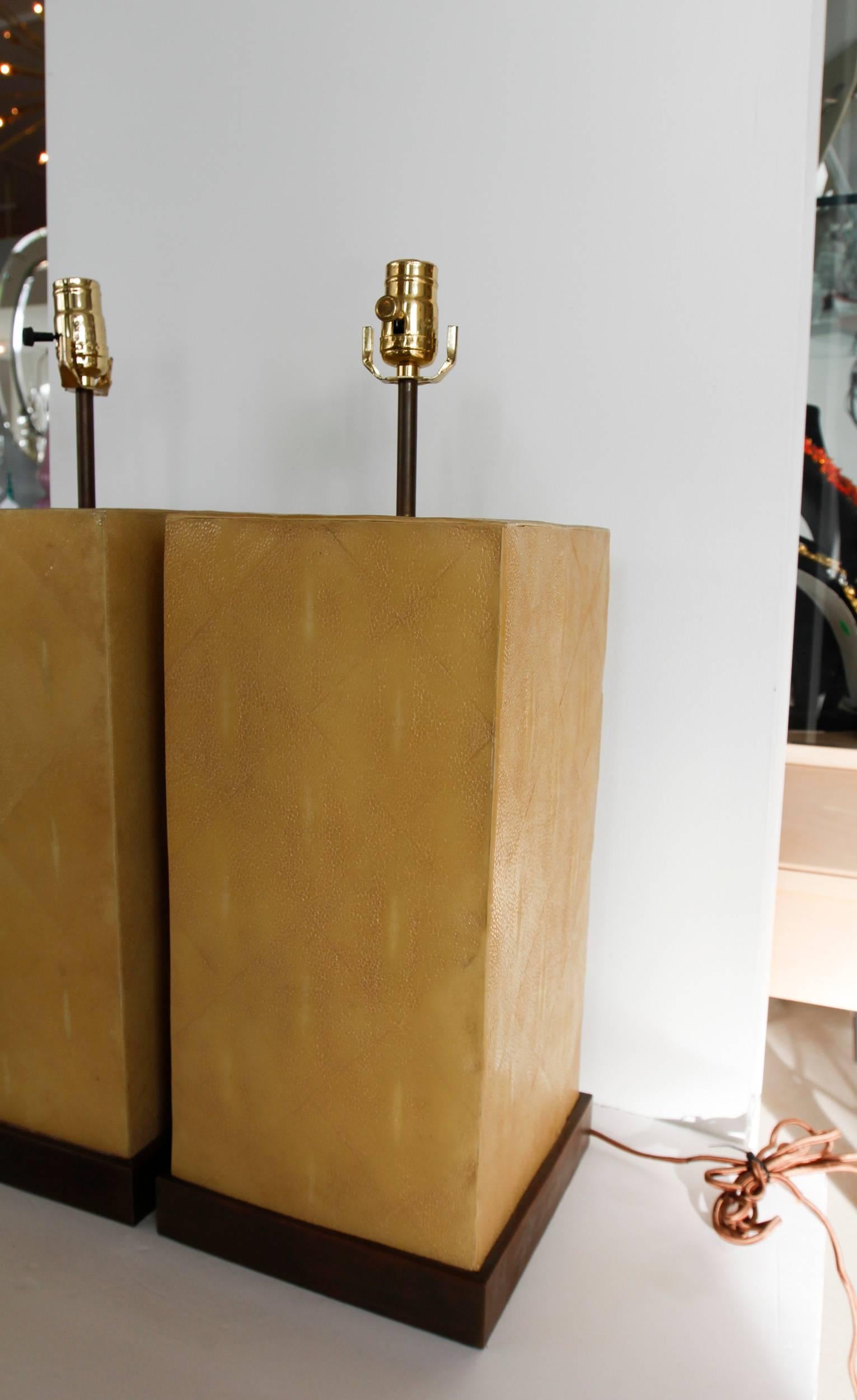 Pair of Stingray Lamps-- Shagreen For Sale 2