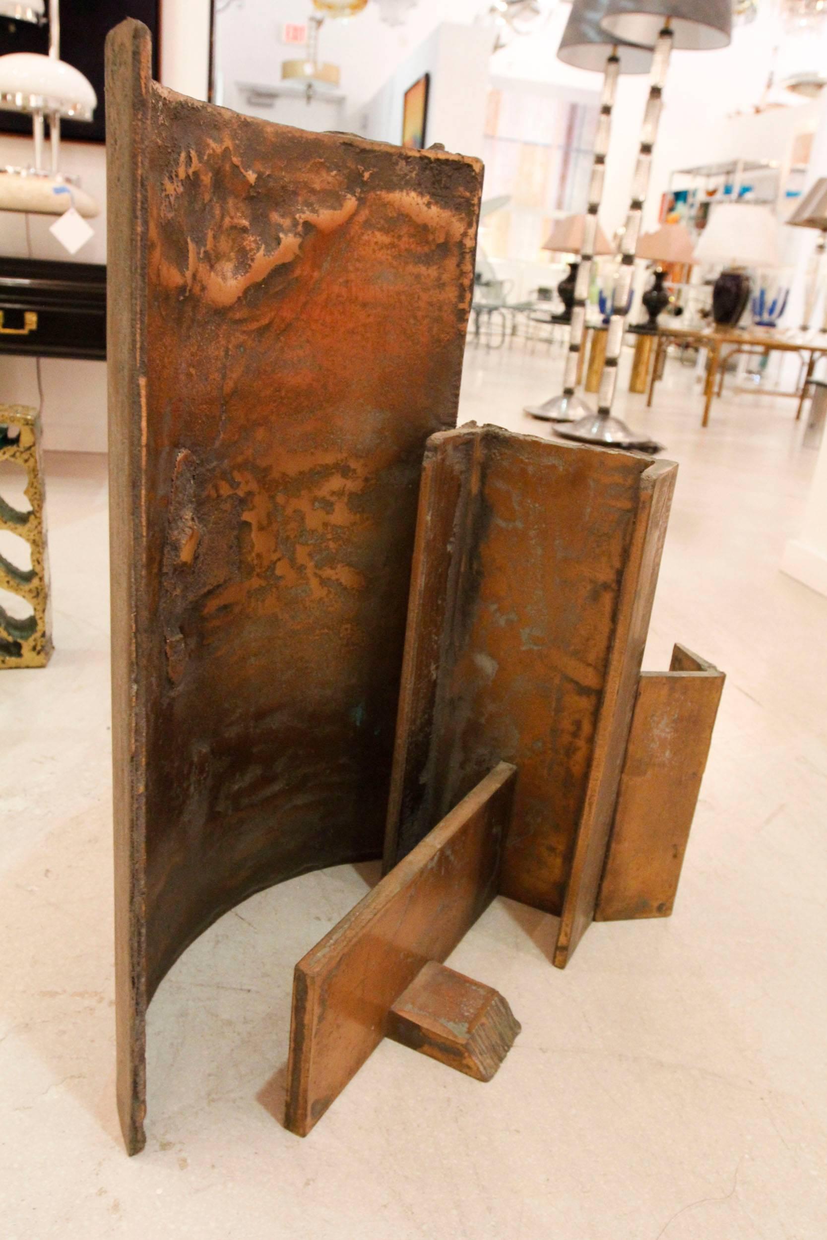 Bronze modernist sculpture by Alexander Liberman -- heavy and geometric and attractive from all angles. The sculpture is dated 1973. Provenance see Piasa Auction Paris 4-27-2016.