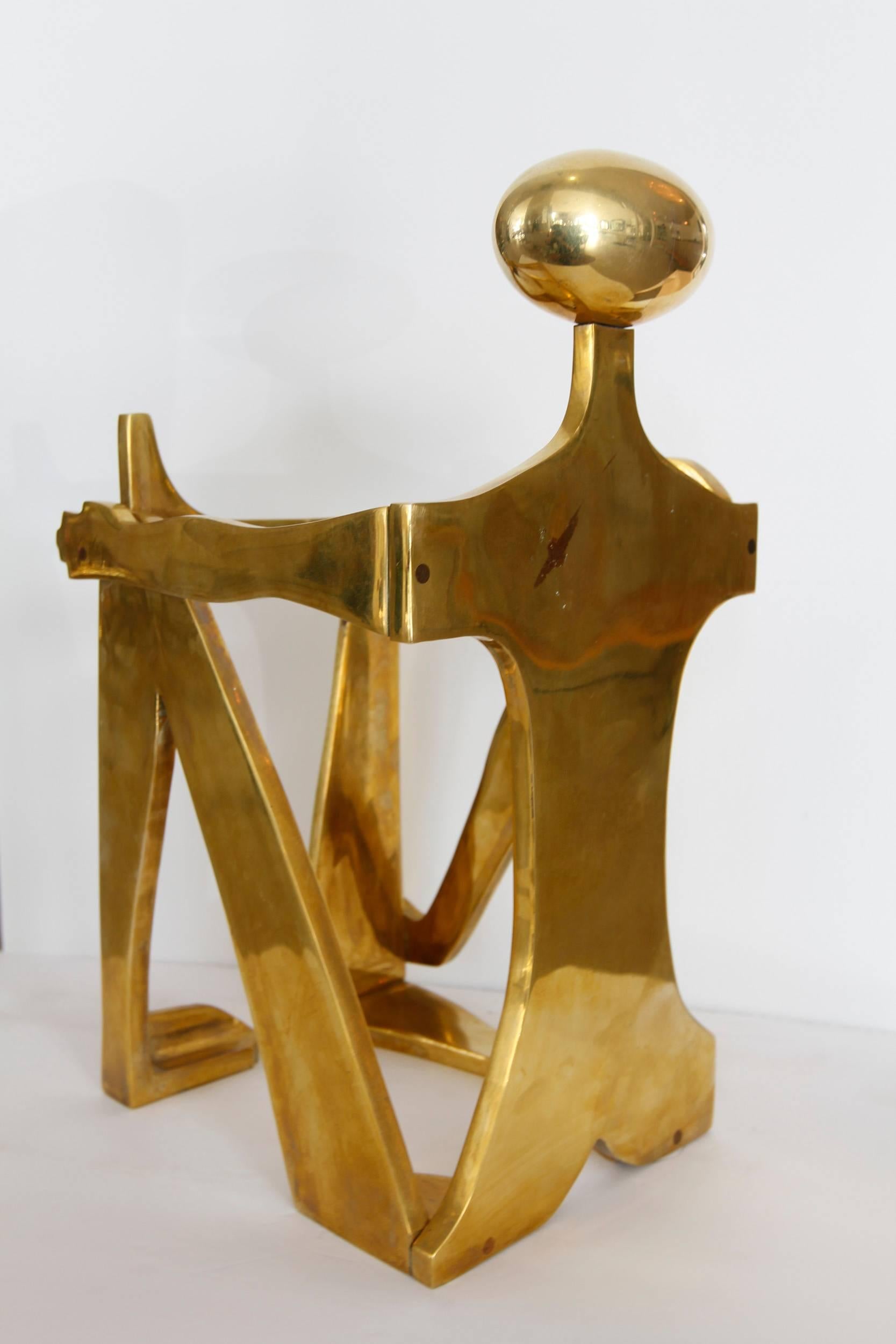 Modernist Brass Figural Sculpture by Arleen Eichengreen & Nancy Gensburg In Good Condition In West Palm Beach, FL