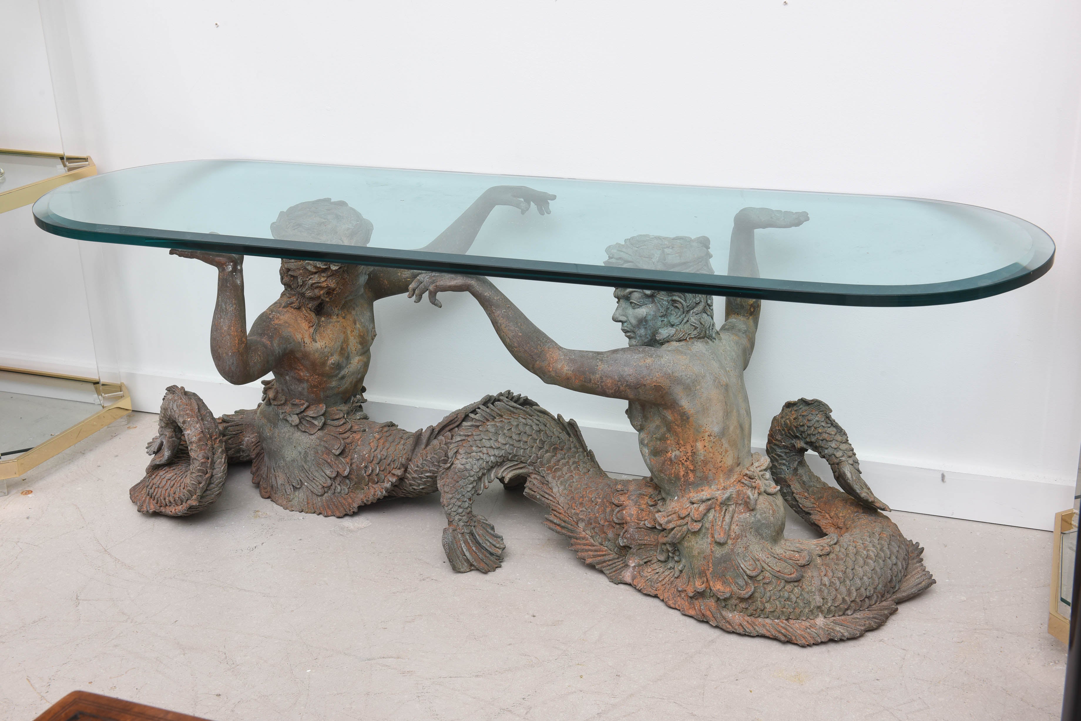 Sculptural Bronze Merman Coffee Table