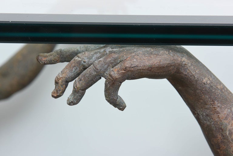 Sculptural Bronze Merman Coffee Table In Excellent Condition In West Palm Beach, FL