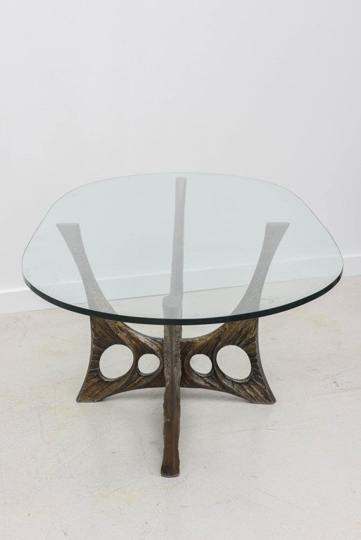 French Brutalist Coffee Table with Glass Top by Willy Ceyssens For Sale 3