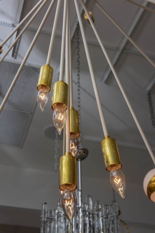 Late 20th Century Large White Enamel and Brass Sputnik Chandelier For Sale