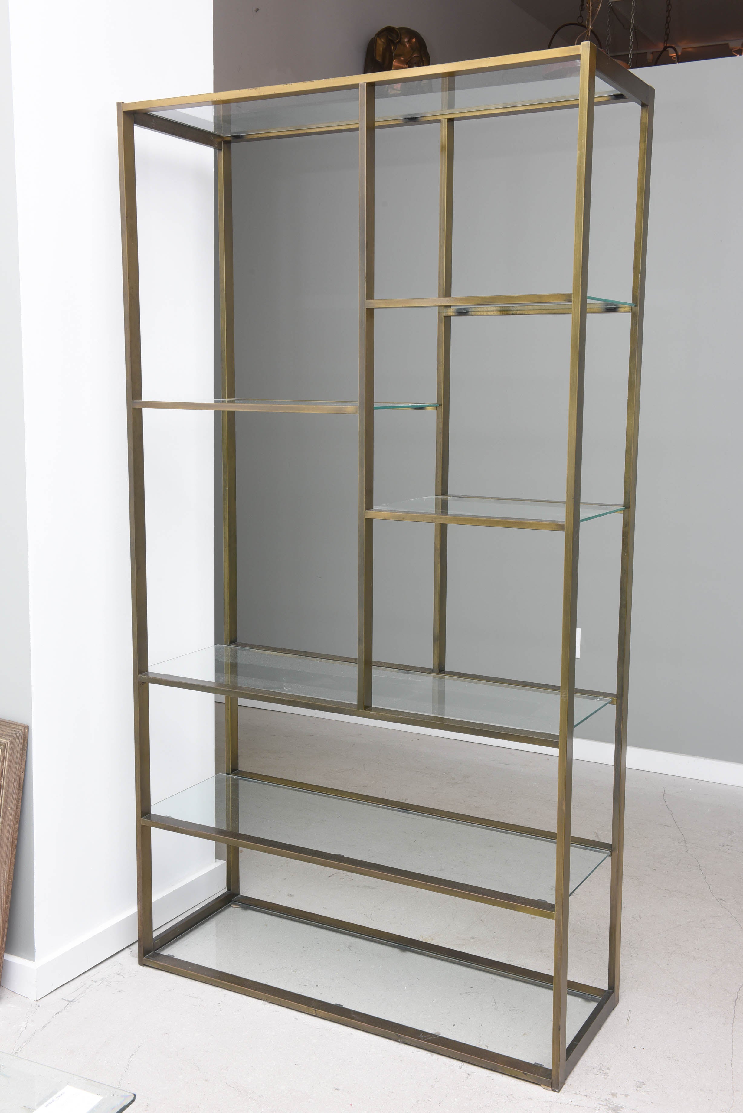 Bronze Milo Baughman Etagere with Glass Shelves