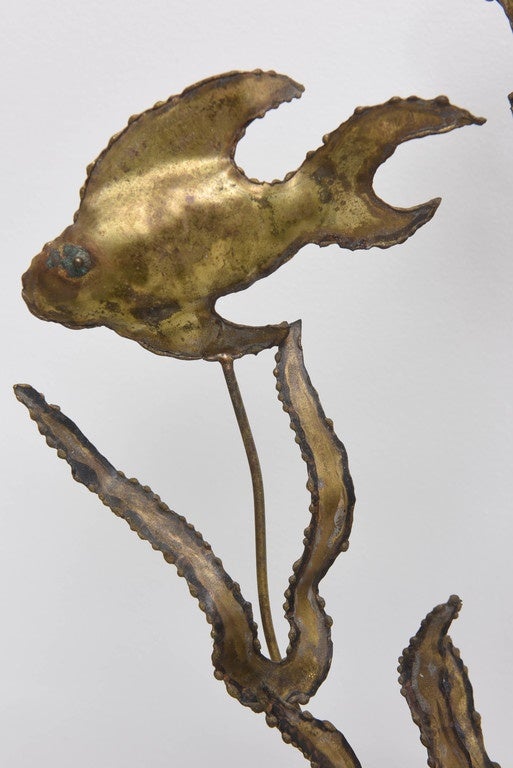 Brutalist Fish Sculpture on Lucite Base In Good Condition For Sale In West Palm Beach, FL