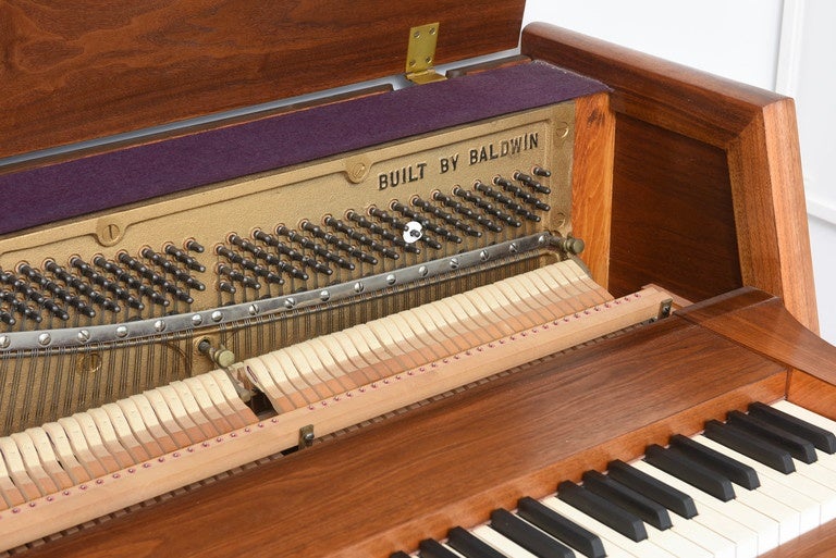 Teak Mid-Century Modern Arcosonic Spinet Piano by Baldwin