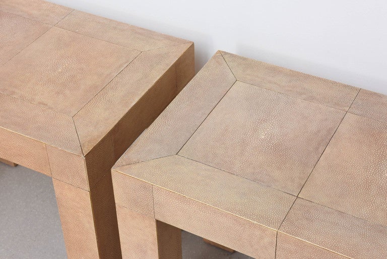 Streamlined Moderne Pair of Stingray Geometric End Tables
