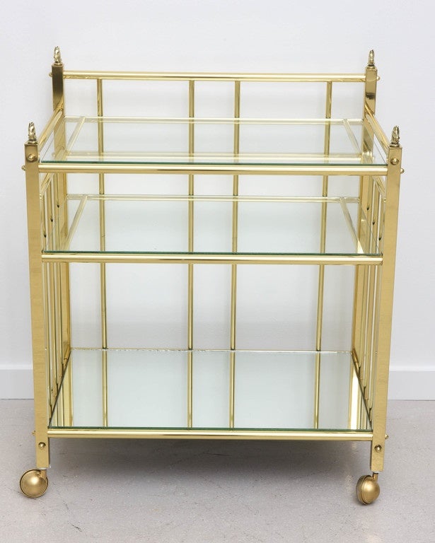 Mid-Century Modern Vintage Brass Bar Cart with Horse Motif
