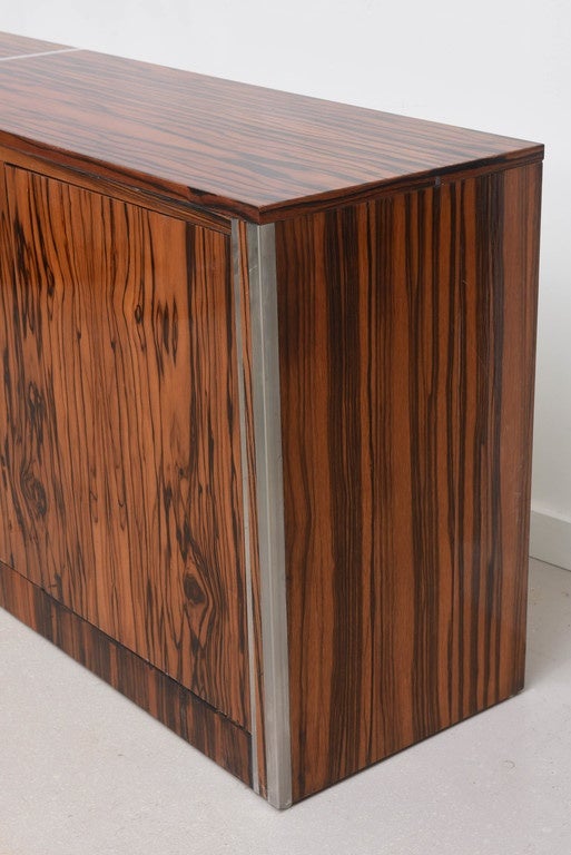 Veneer Vintage Mid-Century Modern Zebrawood Cabinet, Credenza For Sale