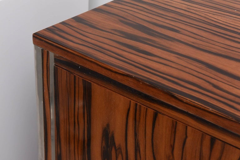 Zebra Wood Vintage Mid-Century Modern Zebrawood Cabinet, Credenza For Sale