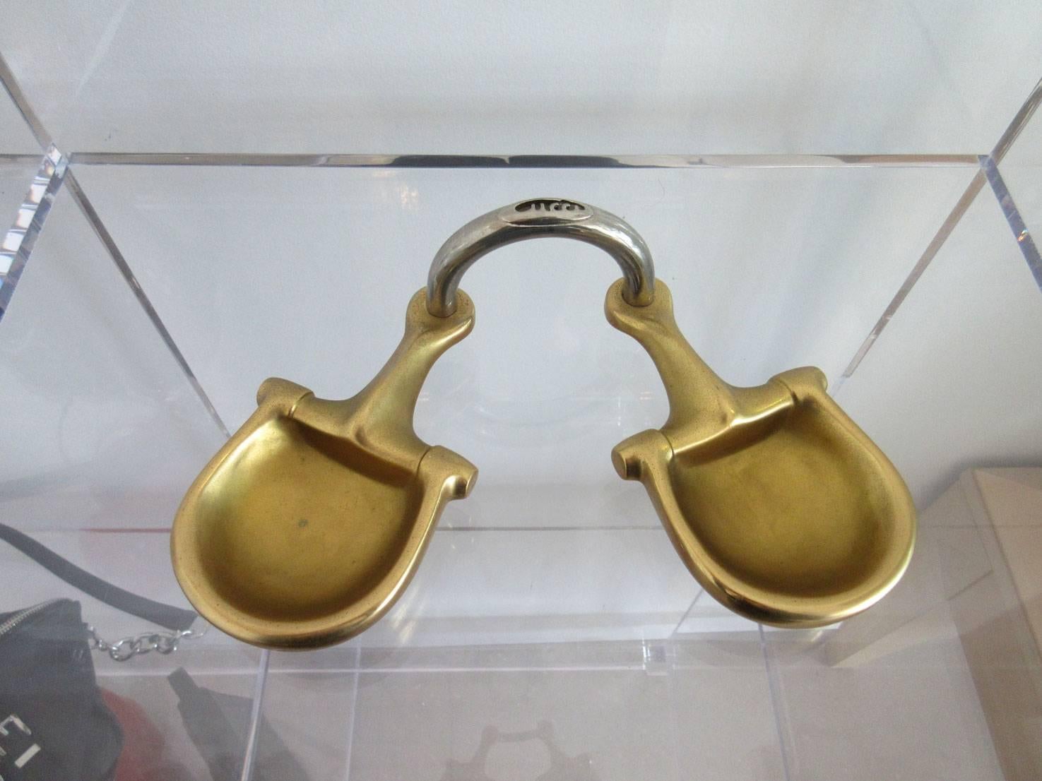 Signed vintage Gucci horse bit ashtray with moveable bits which rotate side to side.