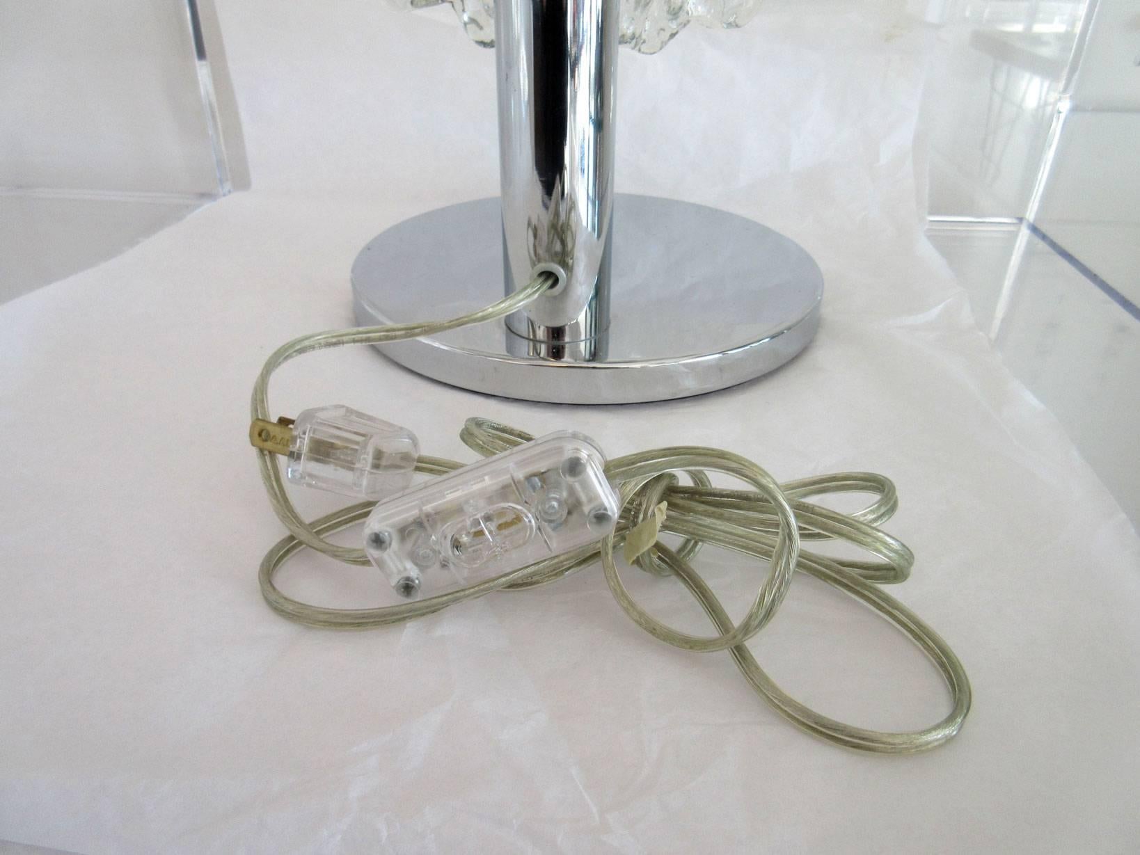 Pair of Italian Chrome and Glass Table Lamps In Excellent Condition For Sale In West Palm Beach, FL